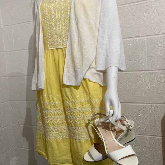 Vineyard Vines Yellow White Embroidered 100% Cotton Eyelet Dress Fit & Flare 10 - Picture 13 of 13